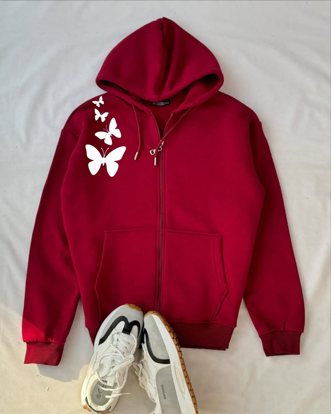 Maroon zipper shoulder butterfly