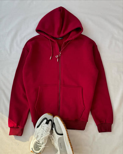 Basic Maroon zipper hoodie