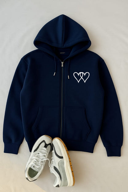 Navy blue zipper pocket 2 heart