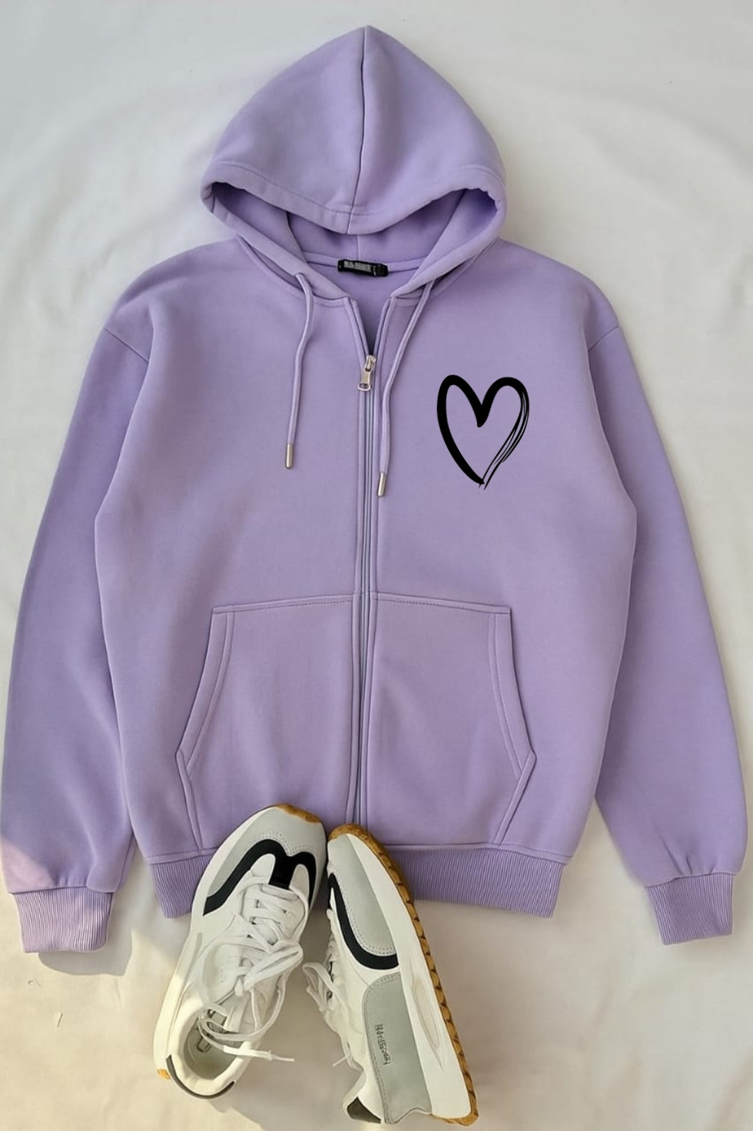 Lilac zipper pocket heart