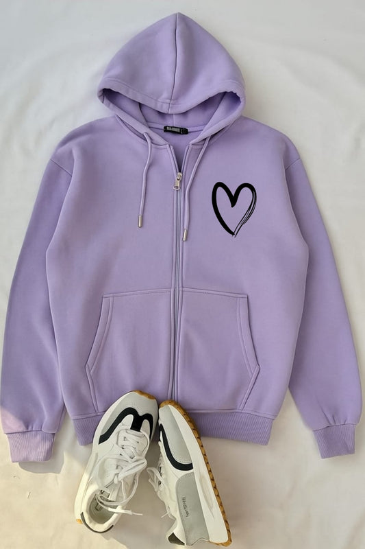 Lilac zipper pocket heart