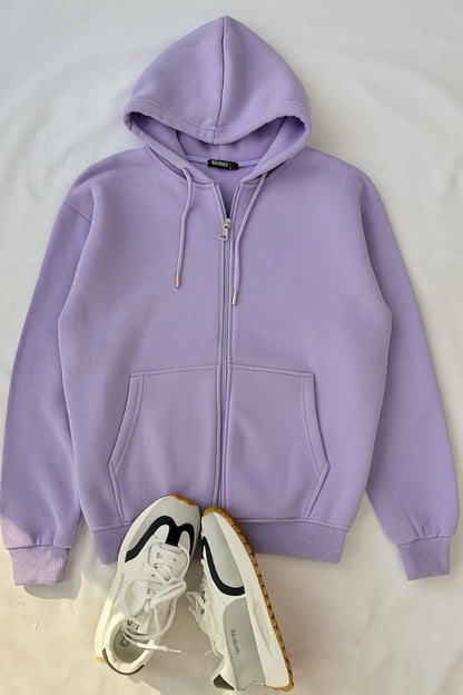 Basic lilac zipper hoodie